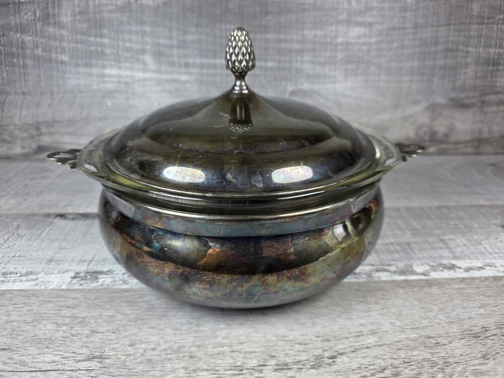 Reed and Barton Kingston Silver Plated Casserole Serving Dish w Liner Lid g40